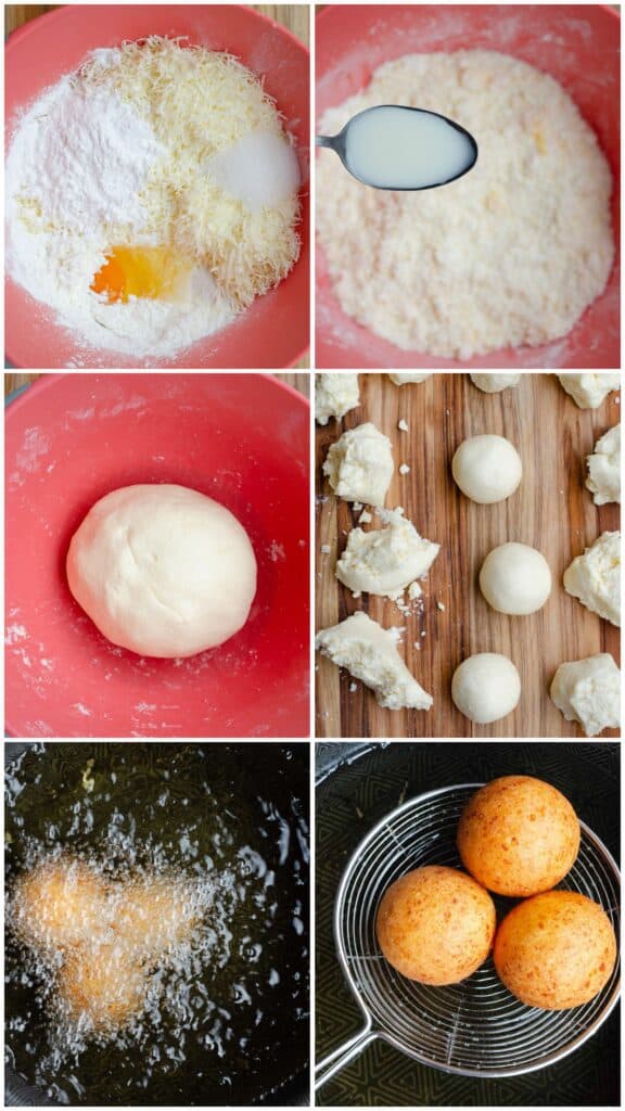 6 steps of instructions to make bunuelos in 1 picture
