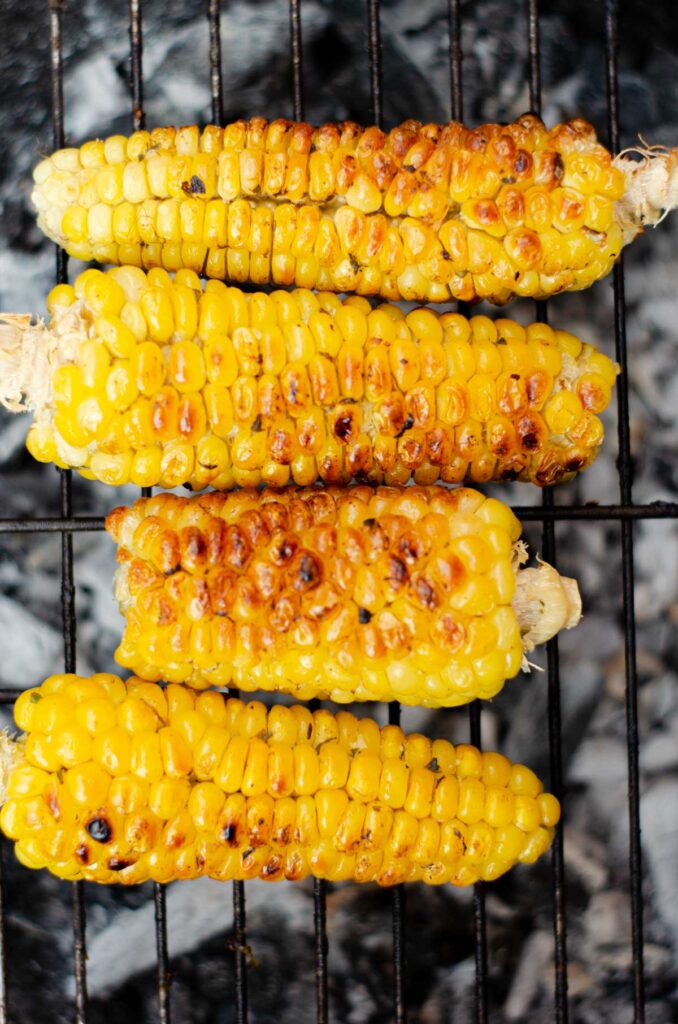 corn on the cob charred on the bbq grill